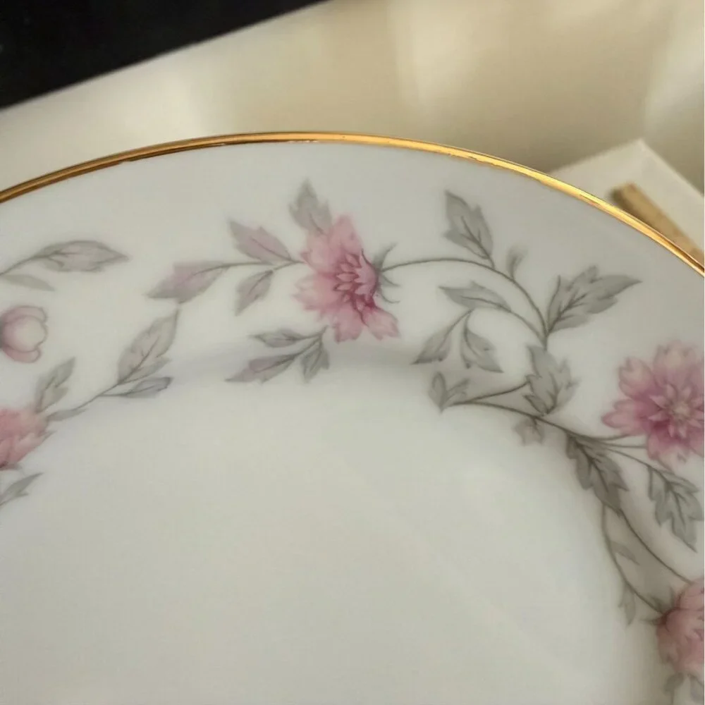 Vintage Valmont China Shalimar Floral 6 inch Plate Pink Floral Rim and Gold Rim